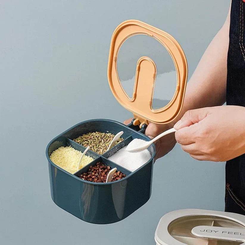 ( PACK of 2 ) 4 In 1 Partition Kitchen Spice Box with 4 Spoons