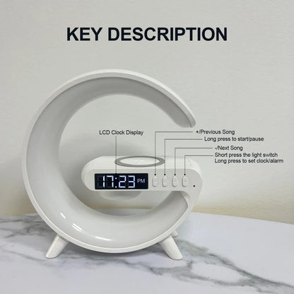 ATTRACTIVE G-Shaped 5 in 1 Night Lamp Wireless Charger Bluetooth Speaker