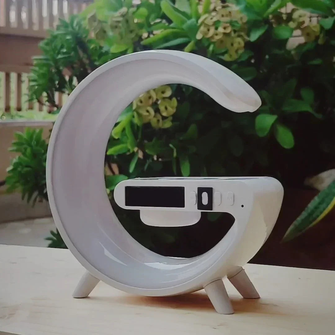 ATTRACTIVE G-Shaped 5 in 1 Night Lamp Wireless Charger Bluetooth Speaker