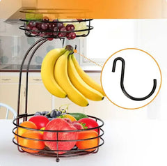 MODERN Premium Fruit Basket Stainless Steel 2-Tier BLACK