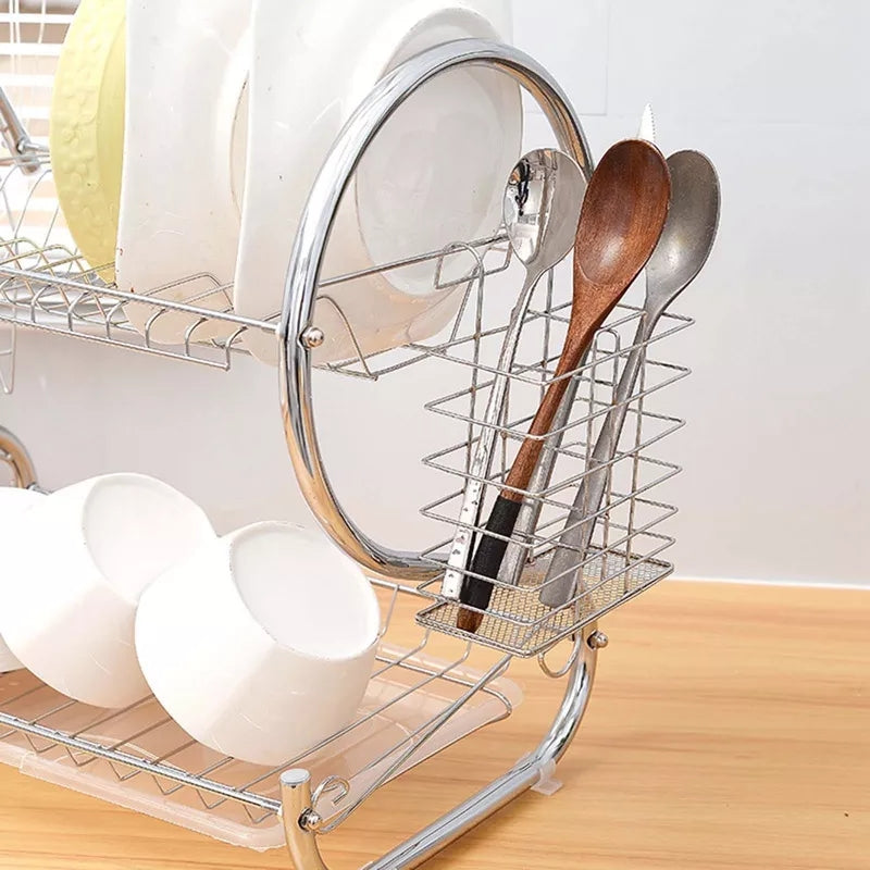 S-Shape Double Decker Style Dish Rack Kitchen Organizer