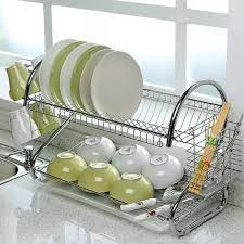 S-Shape Double Decker Style Dish Rack Kitchen Organizer