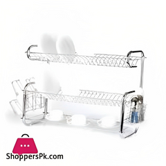 G-Shape 3-Tier Drain Rack - Plates Dishes Cups Kitchen Organizer